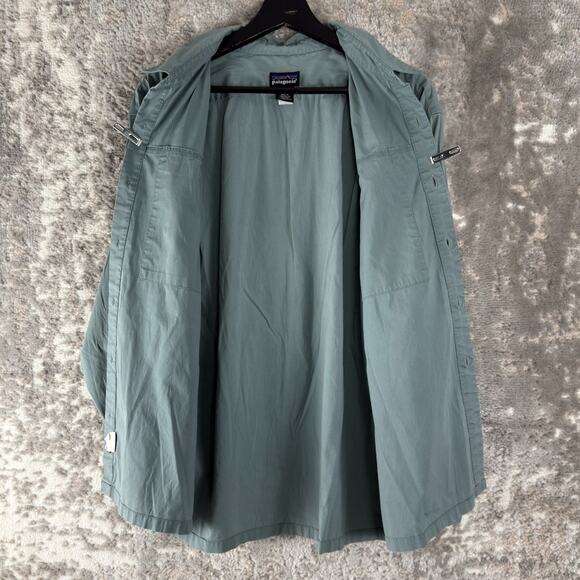 Patagonia Sz M Organic Cotton Casual Button Shirt Gray Long Sleeve Collar Pocket - Picture 2 of 7